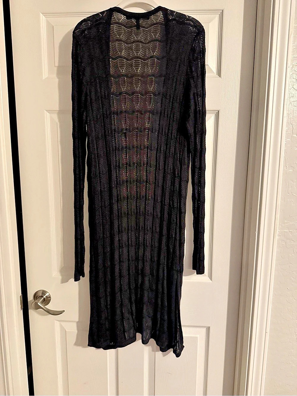 White House Black Market Black Longline Cardigan Size Large Like New